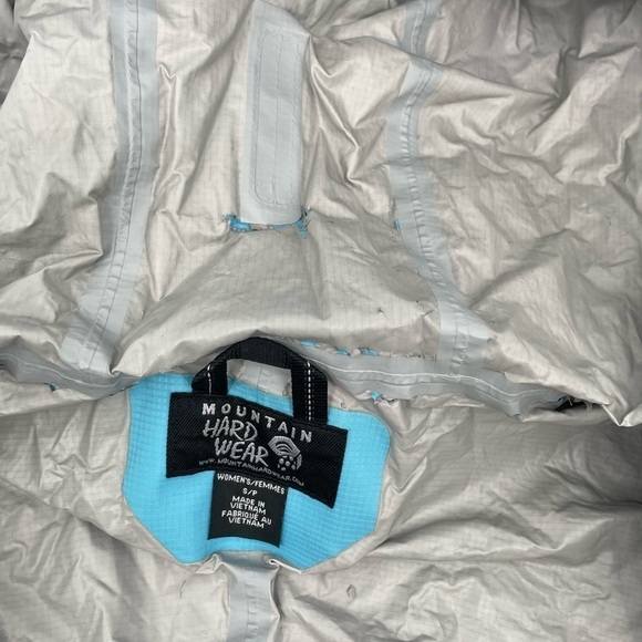 MOUNTAIN HARD WEAR Women’s Light Blue Hooded Rain Jacket Coat size: Small - Picture 12 of 13